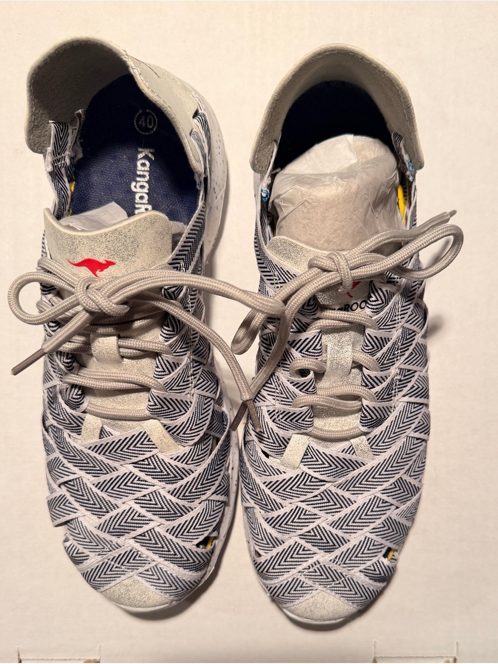 kangaROOS Women’s White and Navy Patterned Athletic Sneakers